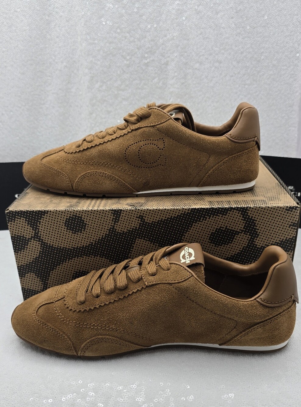 Coach Flat Low Profile Sleek Suede Sneaker Shadow Brown Women's sz 10